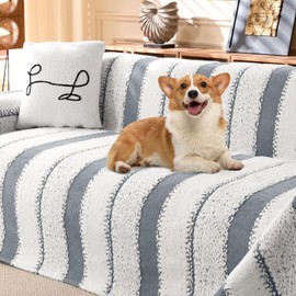 WTHAVEN Sofa Covers for Sectional Sofa, Couch Cover for Dogs, Throw Couch Covers Loveseat Covers Futon Cover L Shaped Cover Washable Velvet Couch Protector (Gray, 71"*102")