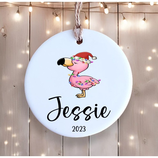 Unbranded Flamingo Ornament Personalized With Name And Date Or Year