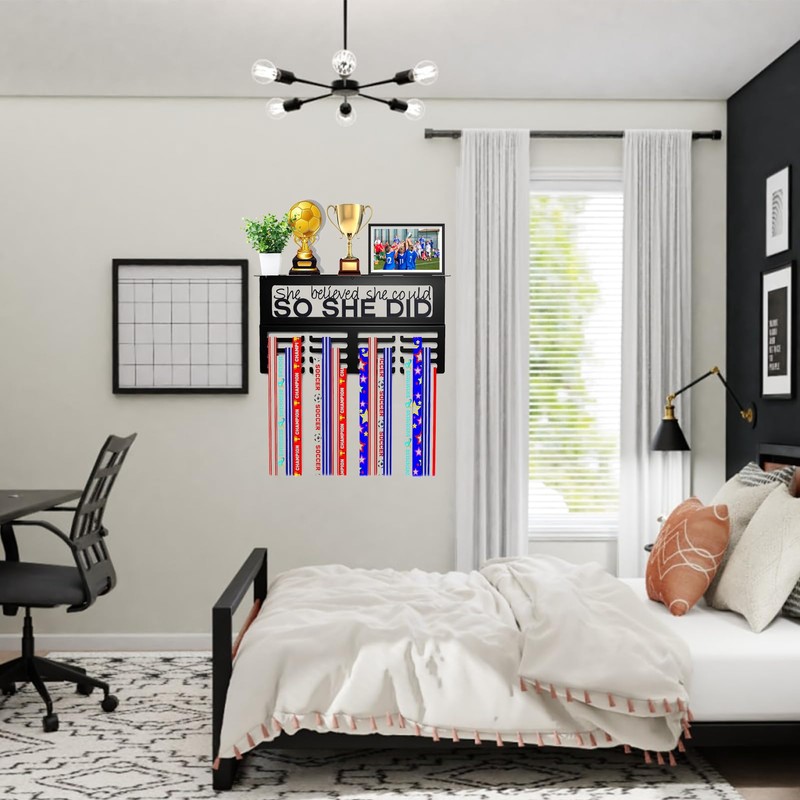 Medal Hanger Display,Running Medal Hanger Display,Trophy Shelf for Wall,Karate Belt