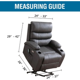 H.VERSAILTEX 100% Waterproof Stretch Couch Cover Recliner Cover Electric Power Lift Recliner Chair Cover for Elderly Fitted Standard Large Recliner with Side Pocket, Soft Thick Jacquard,Grey