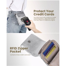 befen Genuine Leather Small Crossbody Bags for Women, Woman Cell Phone Cross body Purse Bag with RFID Blocking Card Slots - Silver