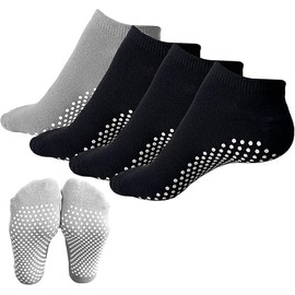 TNSOYCA 4 Paare Yoga Socken für Damen Herren, Rutschfeste Socken Für Ballett, Stoppersocken Antirutschsocken, Anti-Rutsch-Socken für Pilates, Barre, Krankenhaus, Zuhause, Gleichgewicht, Einheitsgröße