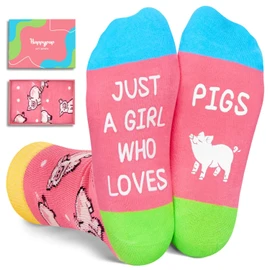 HAPPYPOP Cute Pig Gifts for Girls - Novelty Socks Kids, Pink Piggy Socks for Farm Animal Lovers, 4-6 Years Old