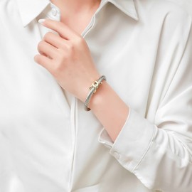 Mytys Cable Wire Cuff Bangles for Women,Mytys Retro Antique Gold Cable Bracelet Christmas Birthday Gift Bangle for Women (G)