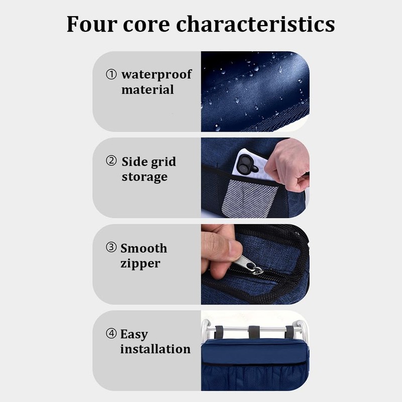 Foldable Walker Pouch, Walker Accessories for Folding Walker with Cup