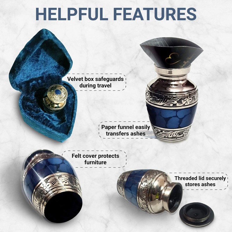 Small Keepsake Cremation Urns for Human Ashes with Velvet Heart