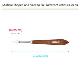 MEEDEN Artist Palette Painting Knife: 7.76" Flexible Stainless Steel Art Pallet Scraper Knife with Wood Handle for Oil, Acrylic, Color Mixing, #1