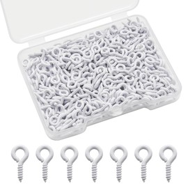 Pine & Linen 400 pcs 10x5mm Small Durable Screw Eyes Pins, Mini Screw Eye Hooks Eye Pins Charm Bead, Small Pegs for DIY Jewelry Making/Arts & Crafts Enthusiast(White)