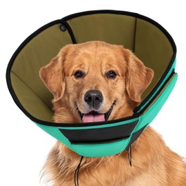 Preferhouse Soft Dog Cone for Large Dogs, Cone for Dogs to Stop Licking, Breathable Pet Surgery Collar Cone for Extra-Large Pets, Green XL