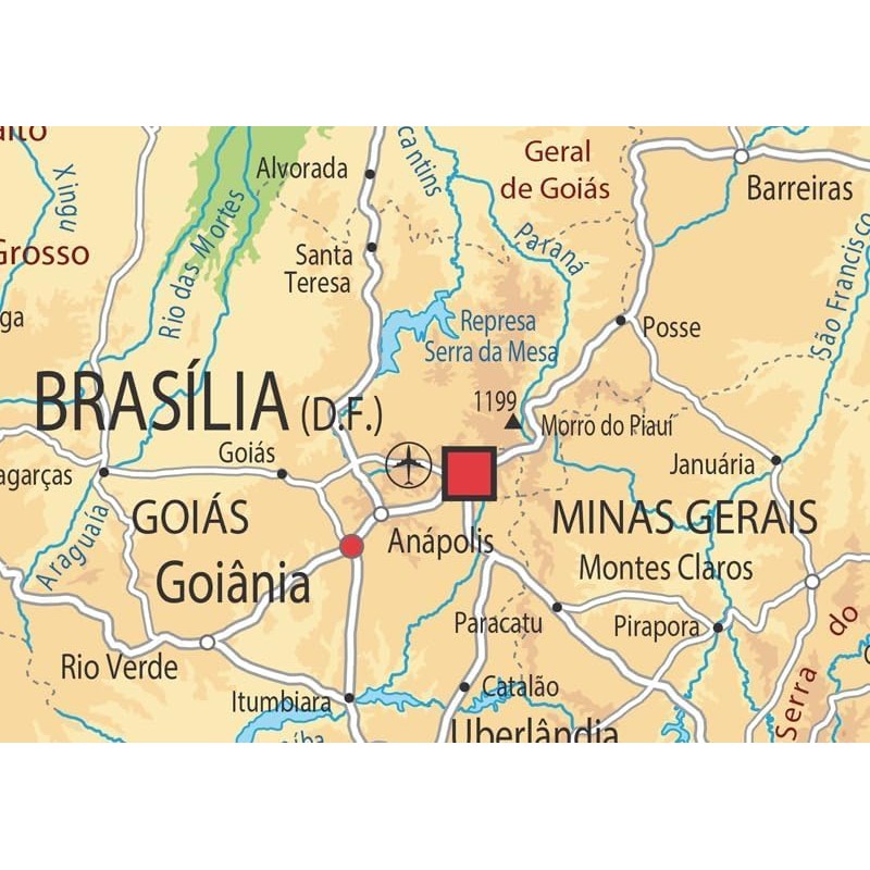 Brazil Physical Map - 23.3 x 16.5 Inches - Paper