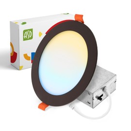 ASD LED Recessed Lighting 6 Inch | 2700K/3000K/3500K/4000K/5000K, 15W 60W Eqv | Ultra Thin Dimmable Ceiling Lights with J Box, Canless Wafer Downlight | Round Slim Panel Light - UL Energy Star 1 Pack