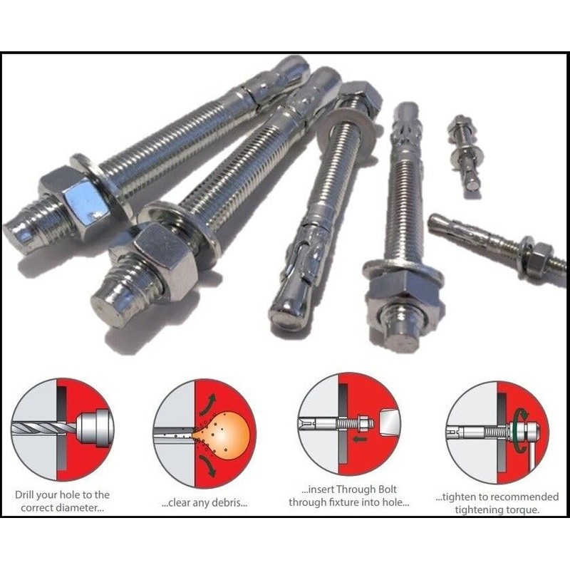 AHC K-ZYTB1280B5 M12 x 80 mm Through Bolts - Zinc