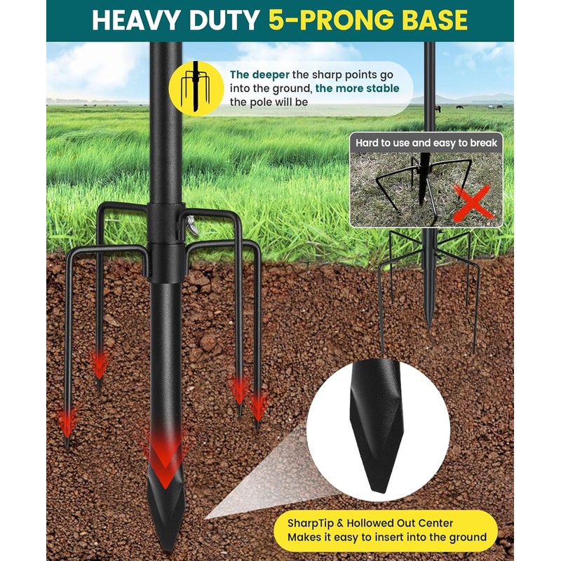 75" Heavy Duty Bird Feeder Pole, 1" Metal Adjustable Outdoor