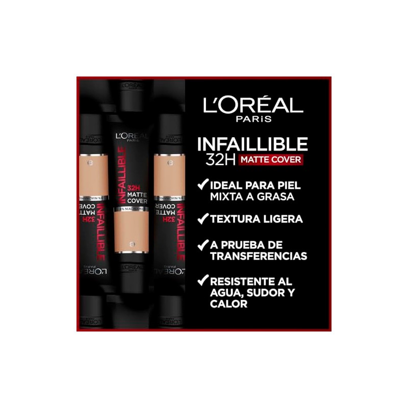 L'Oreal Paris, Base De Maquillaje De Alta Cobertura Matte Y