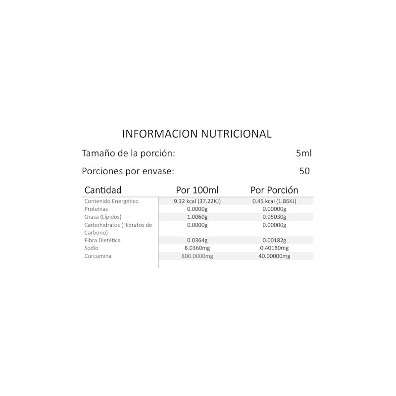 BH-ZOR Curcumina Frasco con 250ml.
