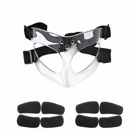 Fenduoer Nose Guard for Sports, Broken Nose, Adustable Face Mask with Foam Padding, Forehead Vents for Youth,Men and Women,Adult,Basketball,Baseball,Football,Softball Face Guard(Clear)