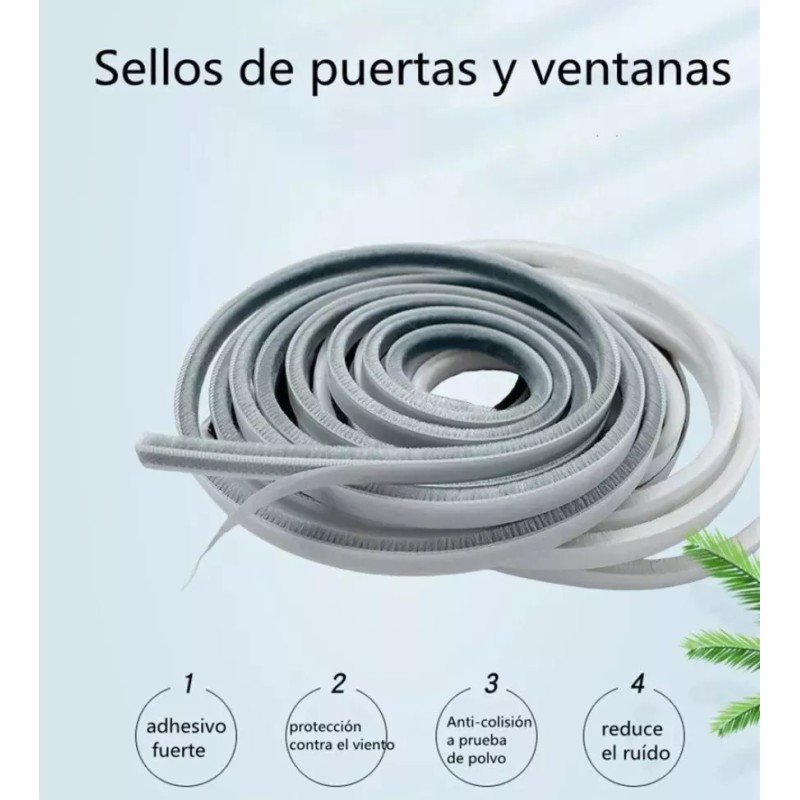 Estuchelandia 3mt Tira Sellado Cepillo Cinta Polvera Puerta Ventana 9x5mm
