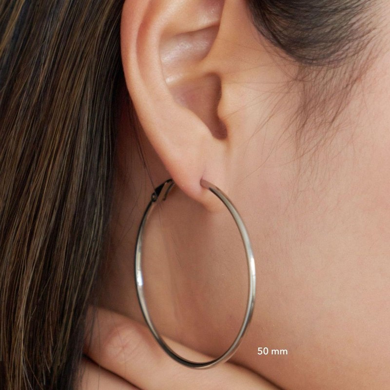 24 Pairs Chunky Silver Hoop Earrings Set for Women, Hypoallergenic