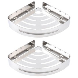 WingChoicE Bathroom Shower Caddy (2 Pack), No Drill,SUS 304 Stainless Steel,Storage Organizer for Bathroom, Kitchen and Dorm, Silver Only for 90-Degree Corner