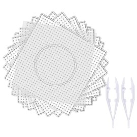 Perler Bead Pegboards, Dedoot 20 Pieces 5mm Fuse Bead Board Clear Plastic Perler Bead Design Square Boards (9 Board + 9 Ironing Paper + 2 Beads Tweezers) for DIY Craft Beads