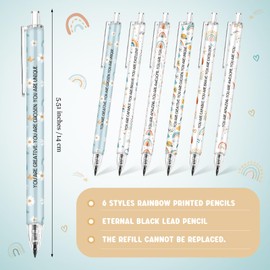 Sinload 60 Pcs Back to School Eternal Pencils Gift for Student from Teacher, Motivational Forever Pencils, First Day of School Gifts, Funny Welcome Rewards Stationery for Class, 6 Styles(Rainbow)