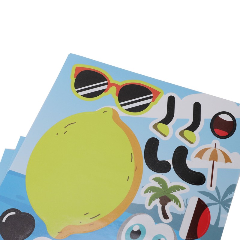 36PCS Facial Stickers for Kids Cartoon Hawaiian Beach Theme Sticker
