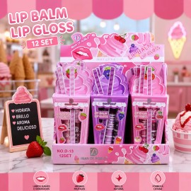 12 Duo Lip Gloss Magico Hidratante Larga Duracion Lip Balm
