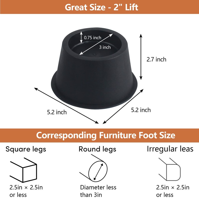 DEDU Bed Risers 2 Inch Heavy Duty 9 Pack, Furniture