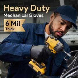 6 Mil Black Nitrile Gloves X Large, 100 Count Heavy-Duty Disposable Gloves for Mechanics, Food Prep, and Medical Use - Powder-Free, Latex-Free, Extra Thick & Puncture-Resistant Rubber Glove