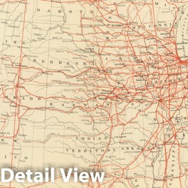 Historic Map - 1884 Railroad map U.S. - Vintage Wall Art - 24in x 16in
