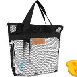 LIKENNY Mesh Beach Tote Bag, Large Capacity, Handbag, Quick Drying, Lightweight, Portable, Foldable, Sand Play, Water Play, Toy Storage Bag, For Hot Springs, Public Baths, Travel, Outdoors, Swimming
