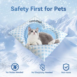 Meowland Dog Cooling Mat 27” x 23”, Durable Self Cooling Gel Material for Kennel, Crate, Sofa, No Water & Electricity Needed, Waterproof and Washable Pad for Dogs, Cats in Summer, Non-Toxic - Blue