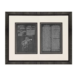 Van Halen Guitar Support Patent Art Chalkboard Print in a Beveled Black Wood Frame with a Double Mat (20" x 24") M10625