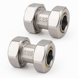 2PCS 3/4’’ Air Line Fittings for Rapid Air System, 3/4’’ x 3/4’’ Piping， Brass-Nickel Plated, for Shop/Garage Compressed Air Piping，200PSI Working Pressure