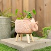 Napco Circles Elephant 7.25 Inch Tall Natural and White Ceramic