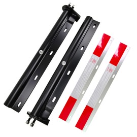 GaeaAuto Black Straight Spring Loaded Mud Flap Hanger Bracket Mudflap Holder Set 1-1/8" Bolt Spacing 30" Length with Aluminum Reflective Tapes fit for Semi Trucks, 2 Pack