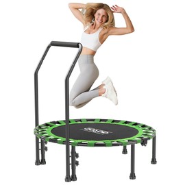 AOTOB 40" Fitness Trampoline for Adult, Max Load 450 LBS, Foldable Mini Rebounder with Durable Bungees, Small Exercise Trampoline for Workout for Quiet & Safely Cushioned Bounce(Green)
