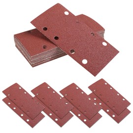 Qwrqwr Schleifpapier Set Klett 8 Löcher 50 Stück Schleifblatt 40/60/80/120/240 Körnung Rechteckiges Schleifpad für Schwingschleifer Holz Metall
