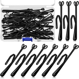 70 Pieces Slip on Drapery Hooks Metal Curtain Hooks Slip on Drapery Hook Pins for Window Curtain, Door Curtain and Shower Curtain (Black)