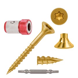Wood Screws Yellow #6 × 1 inch Torx Star Drive Deck Screws Flat Head M3.5 × 25 Countersunk T10 Self Tapping Thread Cut 200pcs Carbon Steel Galvanized Very Small Size Screw(200PCS/Small Box Yellow)