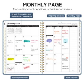 2026 Planner, Weekly and Monthly Planner, January 2026 - December 2026, Hardcover 2026 Calendar Planner Book with Tabs For Women & Men, Inner Pocket, Spiral Bound, Perfect for Office Home School Supplies - A4 (8.5" x 11"), Stargaze
