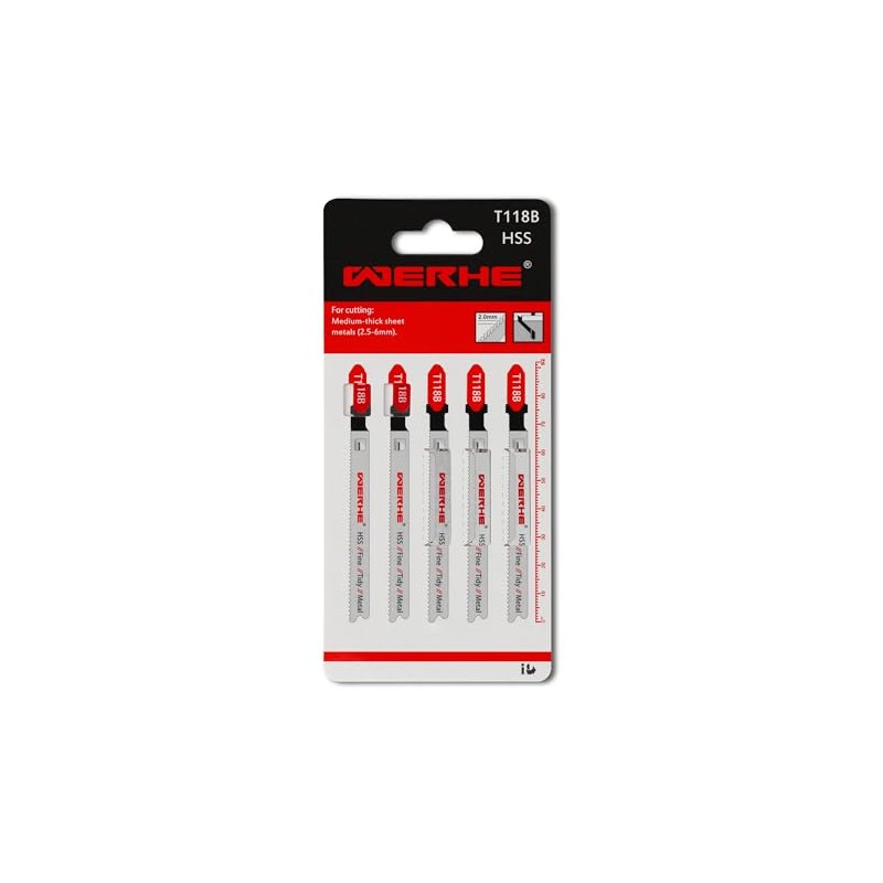 WERHE Jigsaw Blades T118B HSS – for thick sheet 2.5–6.0