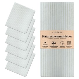 Ligarti Sponge Cloths Made of Wood (100% Eco & Washable) Set Dish Cloths Sustainable Compostable I All-Purpose Cloths for the Household Made in Germany I Dish Cloths Compostable Dish Sponge (Grey I