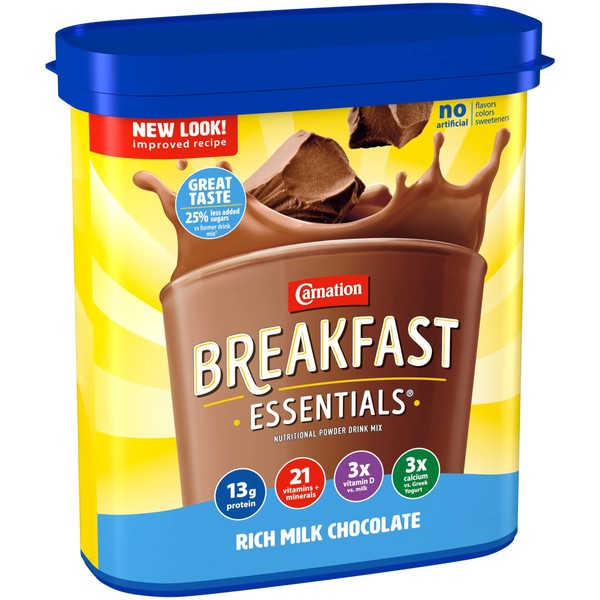 Carnation Breakfast Essentials Powder Drink Mix, Rich Milk Chocolate, 17.7 Ounce (Pack of 6)
