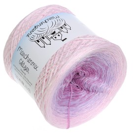 Bobbel Colour Gradient Yarn, Beauty Glitter, Irisé, 4-Ply 3-Ply Fairy Tale Yarn, Knitted Crochet Yarn (Pastel Pink, 300 g - 1140 m - 4 Pieces)