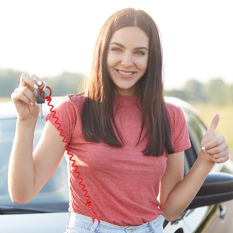 PATIKIL Retractable Coil Springs Keychain, 2 Pack Anti-lost Key Chain