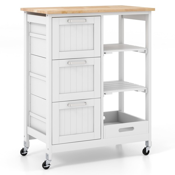 IFANNY Kitchen Island, Rolling Storage Cart with Drawers & Removable