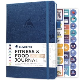 Clever Fox Fitness & Food Journal – Nutrition & Workout Planner for Women & Men – Diet & Gym Exercise Log Book with Calendars, Diet & Training Trackers - Undated, A5 Size, Hardcover (Mystic Blue)