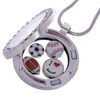 RUBYCA Themed Round Locket Necklace Crystal Birthstone Living Memory Floating