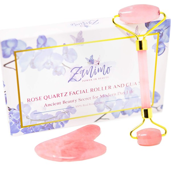 Rose Quartz Facial Roller and Gua Sha - Anti-Aging Healing